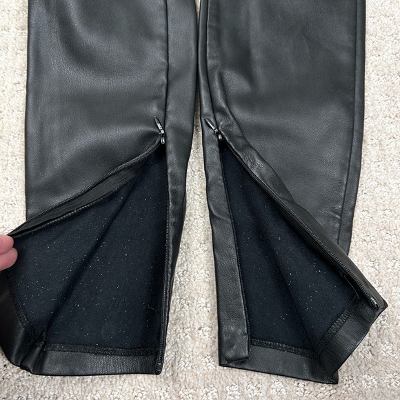 ZARA Trafaluc vegan leather leggings size XS, mid-raise, lace up front Gothic - Picture 9 of 10